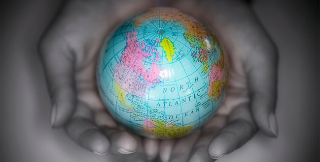 Globe in hands